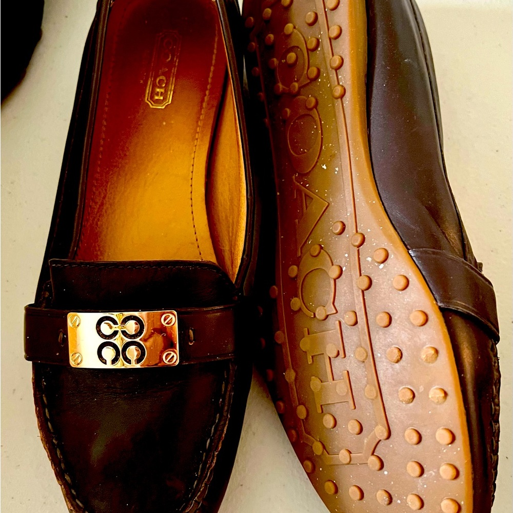 Coach Chestnut Farrera Soft Leather Driving Loafers with box- size 8
